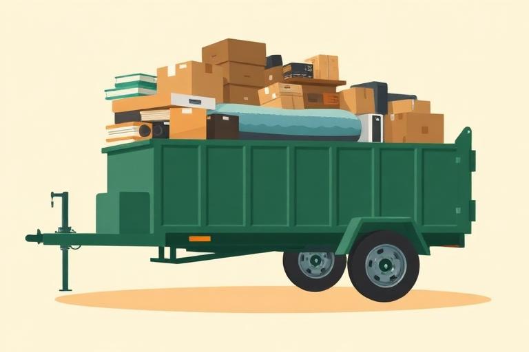 6 by 12 foot dump trailer filled to a Full load of junk