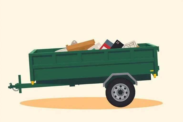 6 by 12 foot dump trailer filled to a 1/4 load of junk